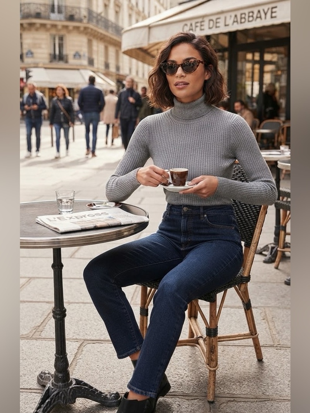 Express Long Sleeve Ribbed Turtleneck Sweater - Gray Small